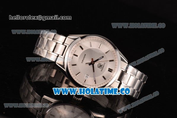 Tag Heuer Carrera Calibre 5 Swiss ETA 2824 Automatic Steel Case/Strap with White Dial - Click Image to Close